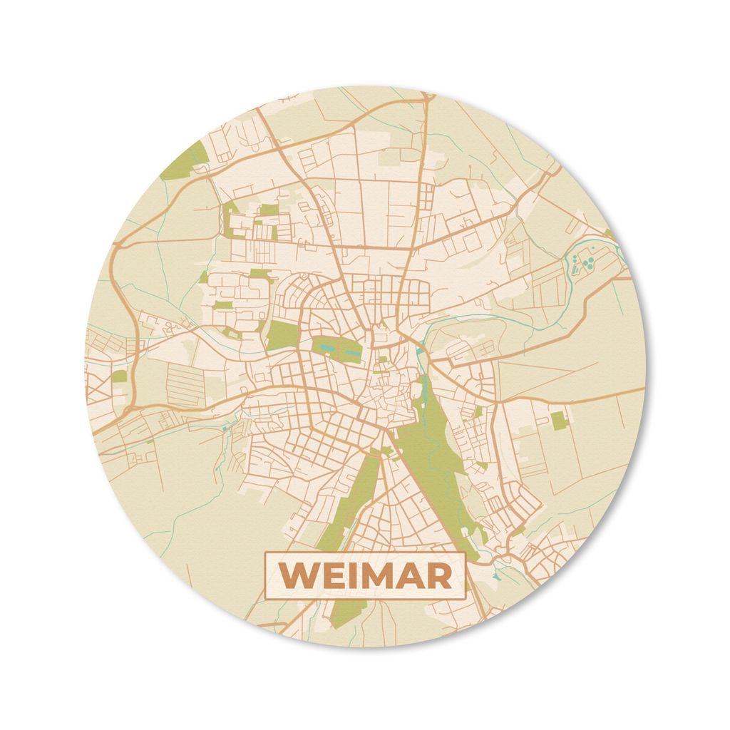 MuchoWow Mauspad Mousepad Weimar - Karte - Vintage - Stadtplan 20x20 cm - Mousepads - Maus Mat - Pad - Mausunterlage - Schreibtischmatte