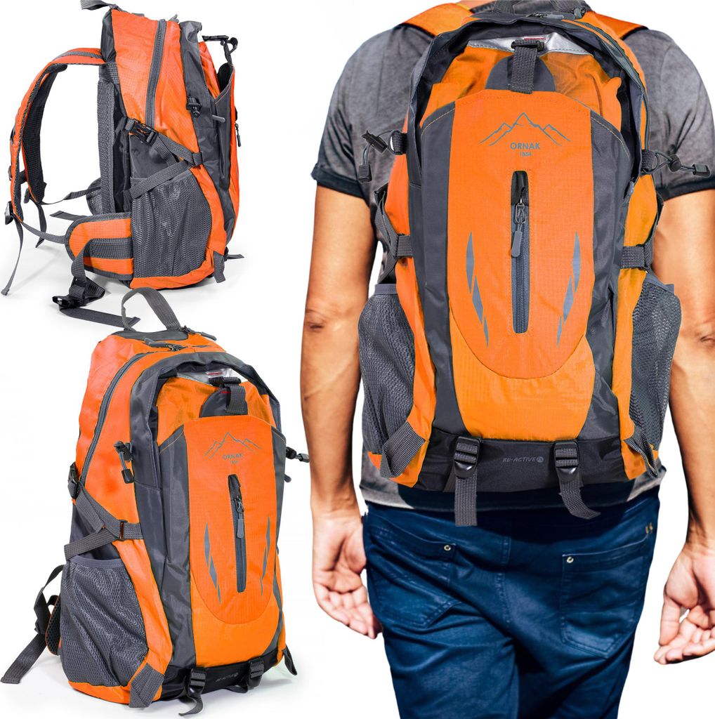 Trekkingrucksack 40 L wanderrucksack Herren Damen rucksack wasserdicht für Camping Wandern Orange
