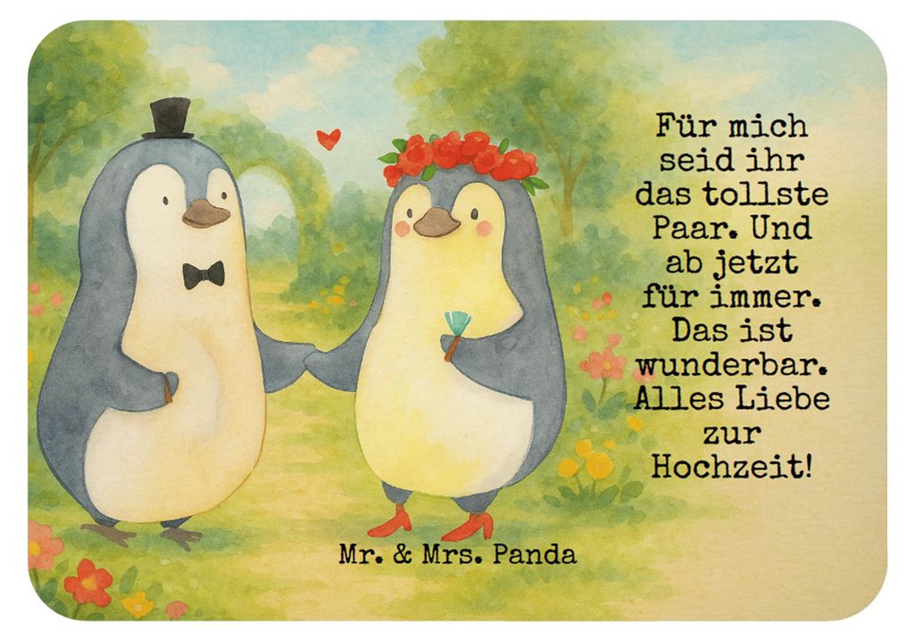 Mr. & Mrs. Panda Kühlschrankmagnet Hochzeit Pinguin Design - Weiß - Geschenk, Geschenkidee, küchenmagnet, Hochzeitsgeschenk, Pinnwandmagnet, whi...