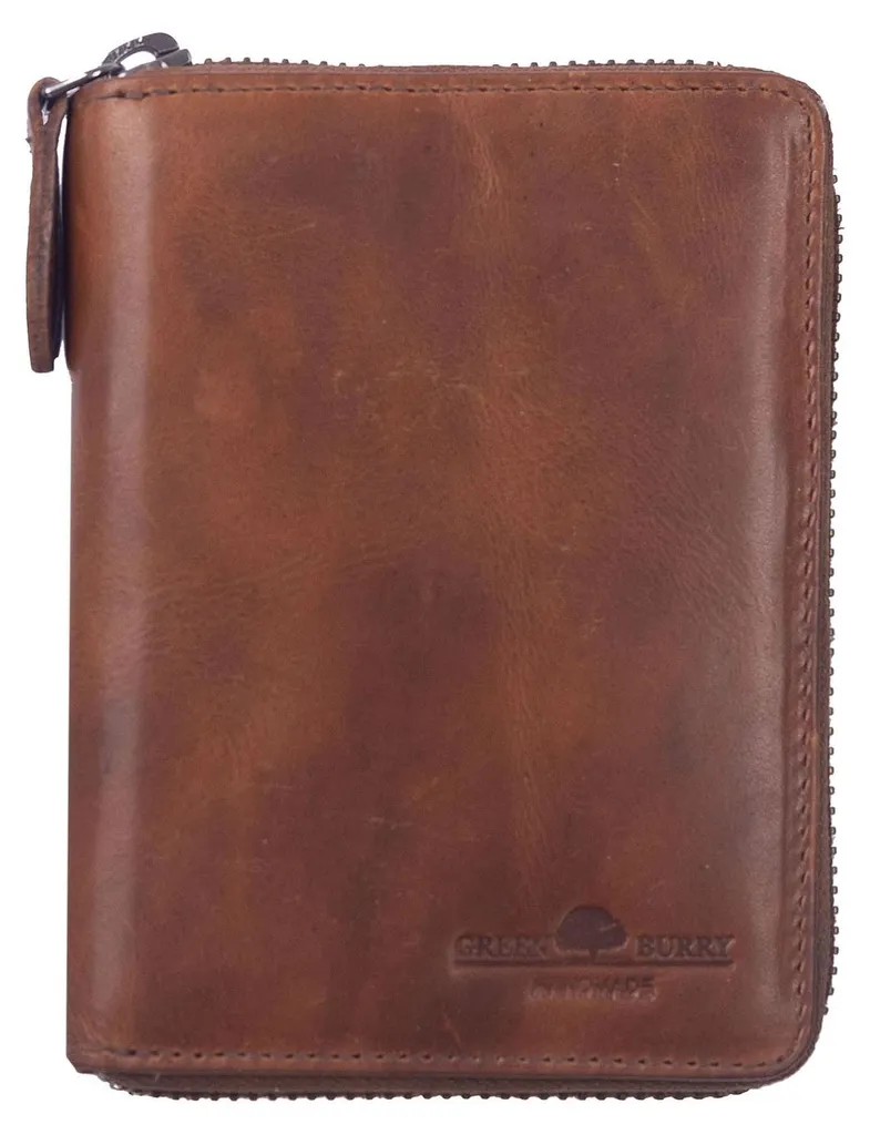 Greenburry Newport Portefeuille Zip Around en Cuir de Vachette Caramel