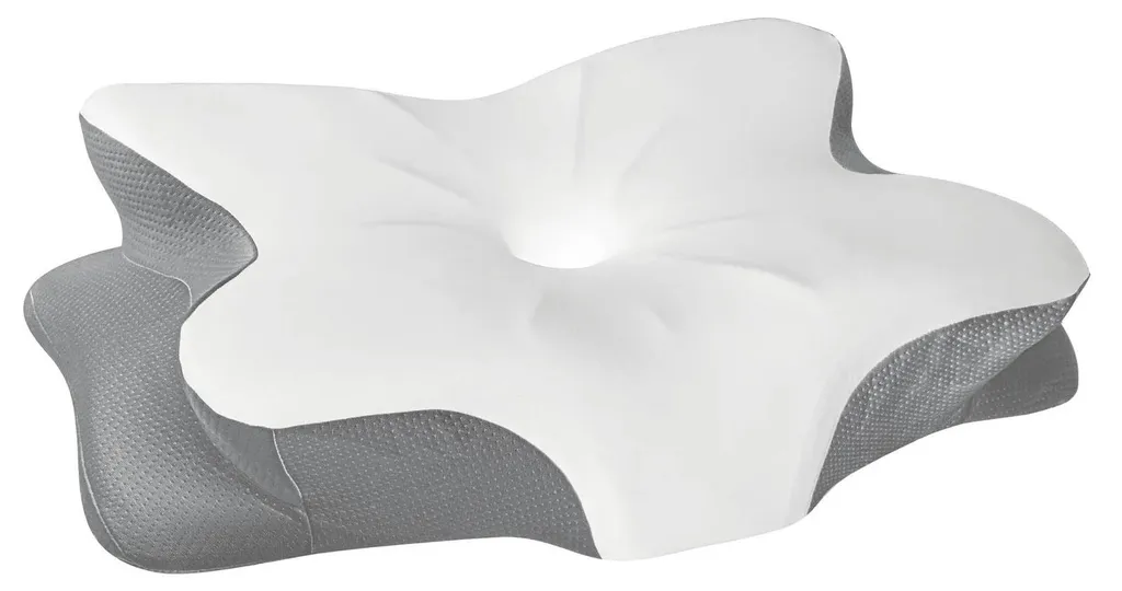 Oreiller mousse à mémoire de forme au design ergonomique blanc et gris