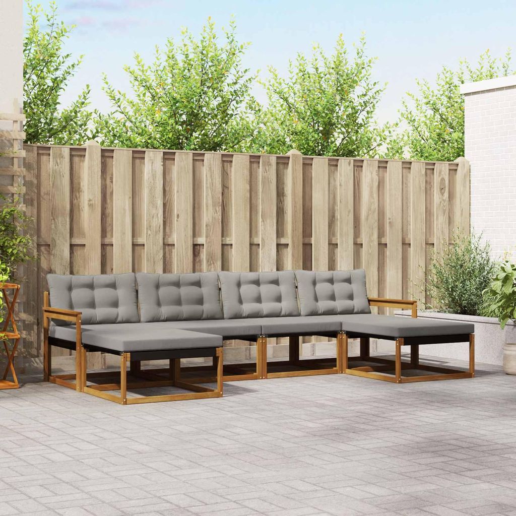 (Robust Möbel)Outdoor-Sofagarnitur - CLORIS - Balkonmöbe/Sitzgruppe - mit Kissen 6 pcs - Moderne Design - Natürlich und Hellgrau - Gartensof...