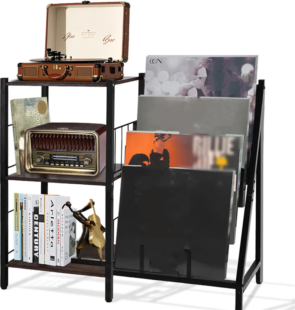 Bibliothèque CD pour Salon : Organisez vos DVD sur 4 Étages Noirs
