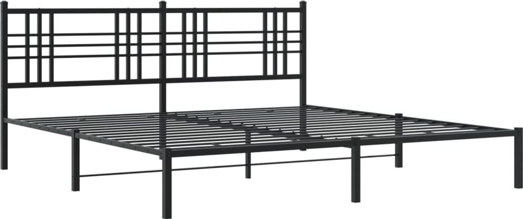 Bettgestell mit Kopfteil Metall Schwarz 193x203 cm