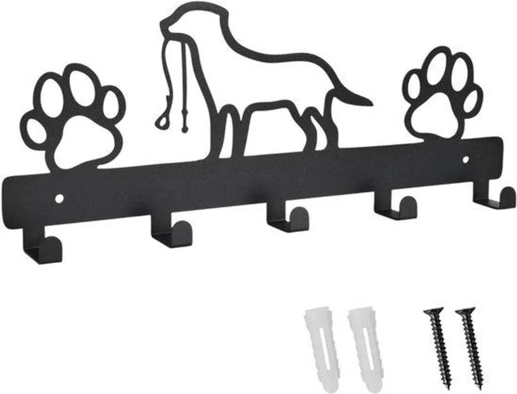 Porte-clés mural chien en fer noir 5 crochets : finissez-en avec le désordre