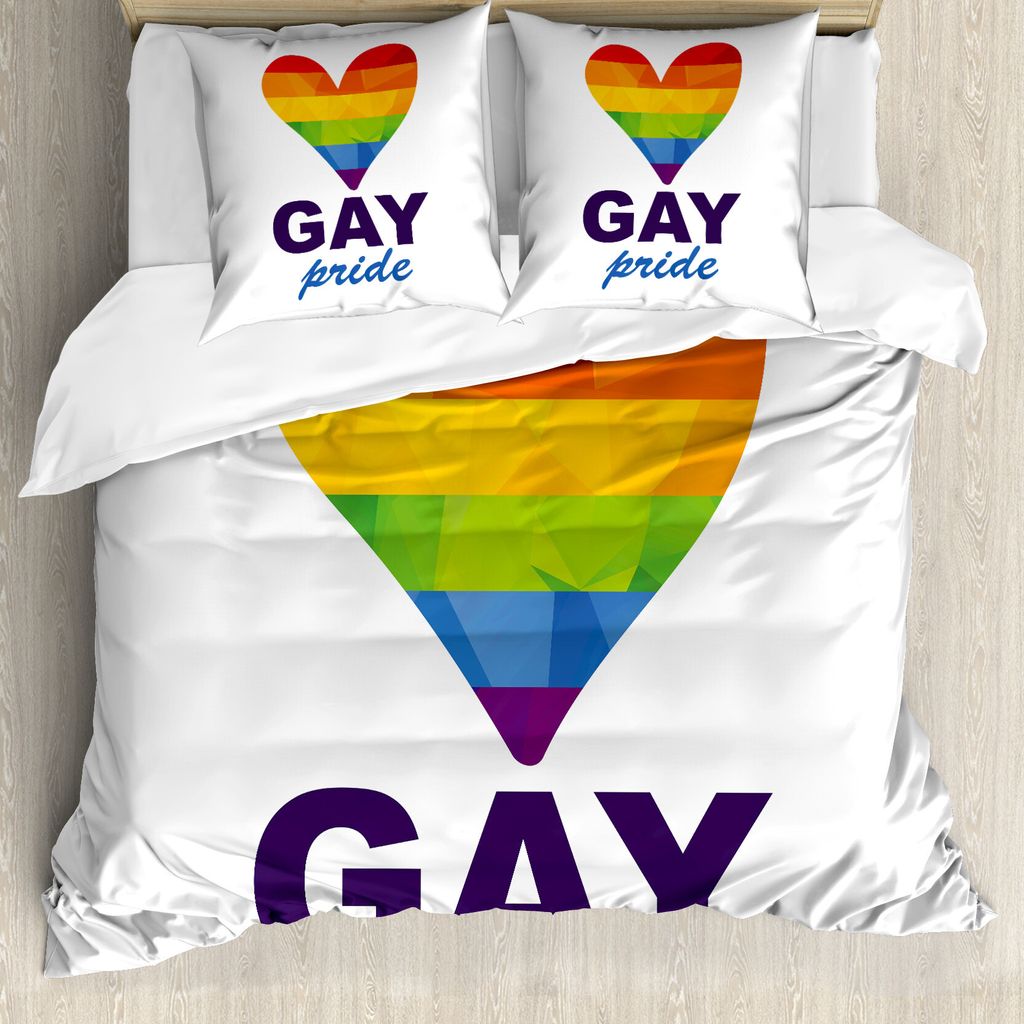 ABAKUHAUS Stolz Bettbezug, Homosexuell Kultur Herz, Milbensicher Allergiker geeignet mit Kissenbezügen, 155 cm x 220 cm - 80 x 80 cm, Mehrfarbig