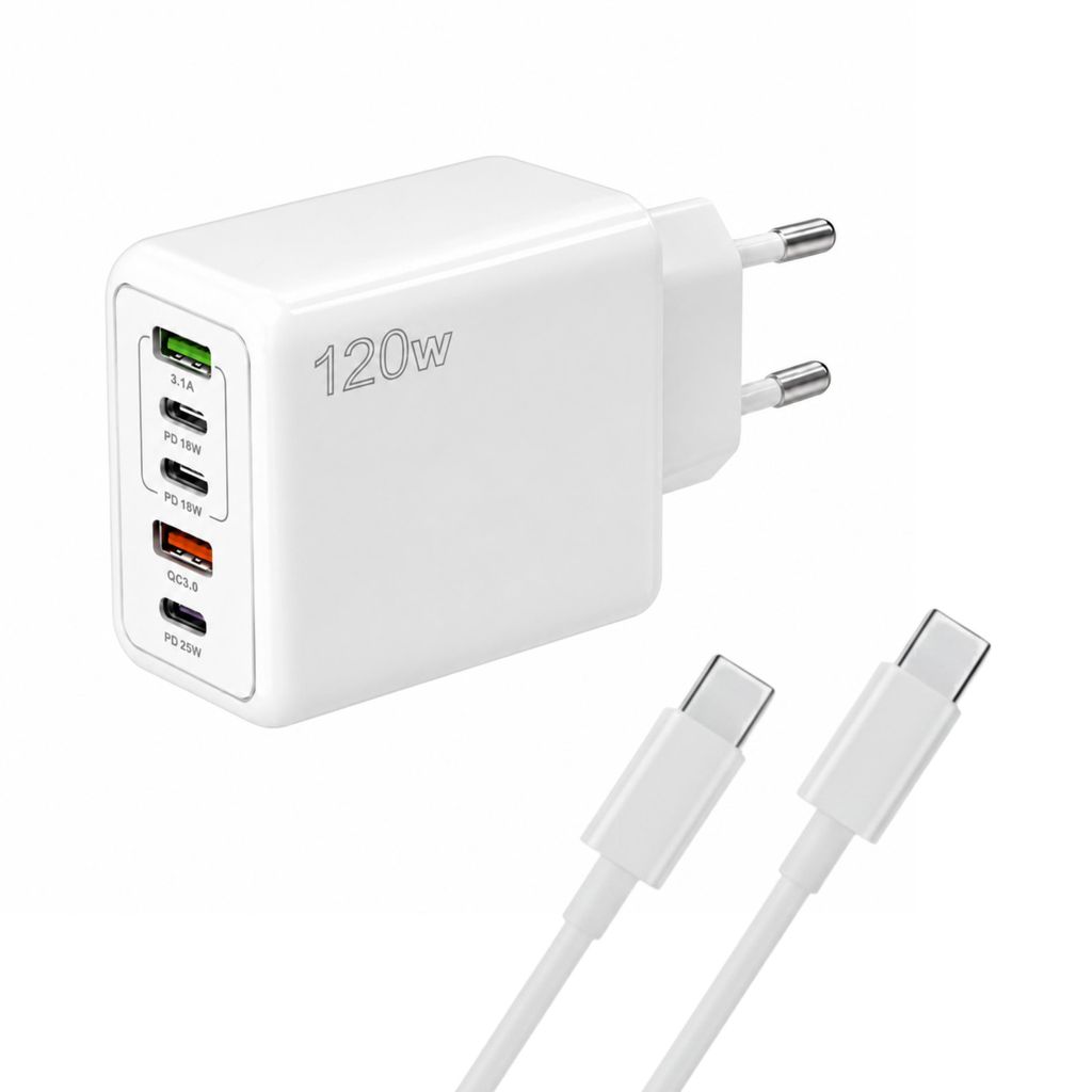 120W USB-C Schnellladegerät mit 1m USB-C Ladekabel (20W) – Produktbild 