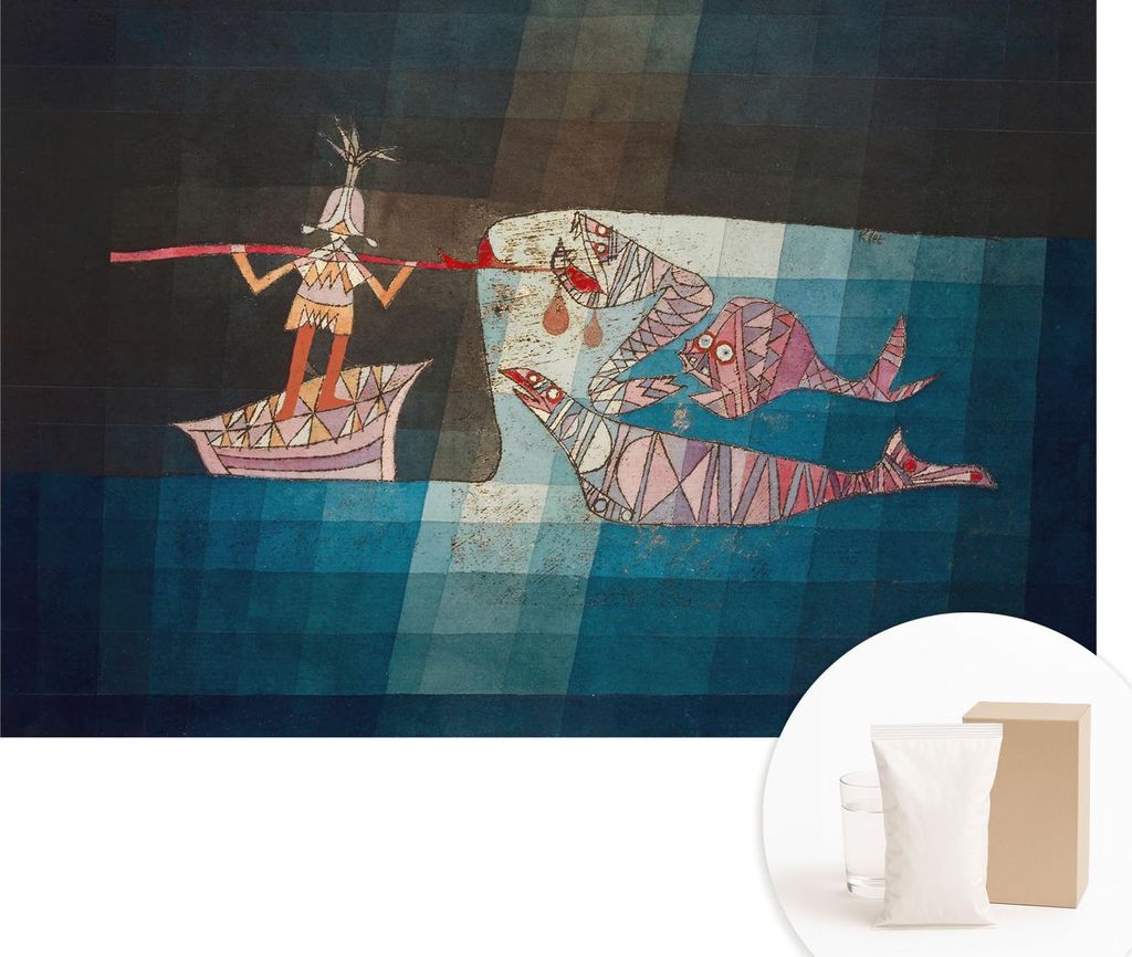 Fototapete - Wandbilder für Wohnzimmer - 104x70 cm - Dekorative Wandfolie - Modernes Design für Wanddekoration - Tapeten für Innenräume - Fisch...