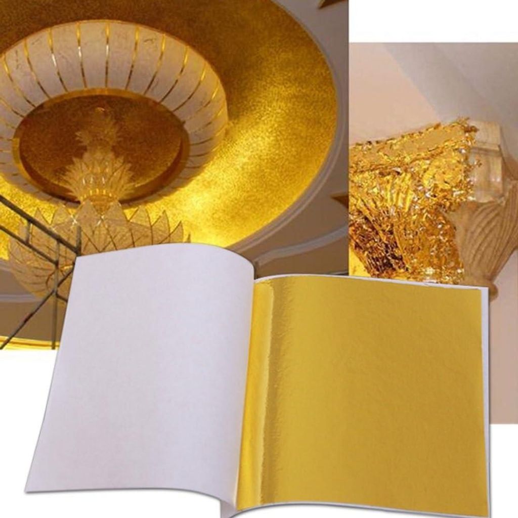100 Blätter Imitationsblattgold - 9 x 9 cm - Goldpapier zum Basteln - Blattgold für Acrylmalerei - DIY Basteln