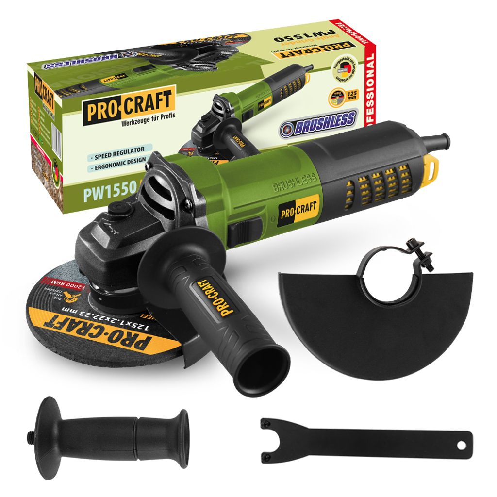 Procraft PW1550 bürstenloser Winkelschleifer 125mm 850W