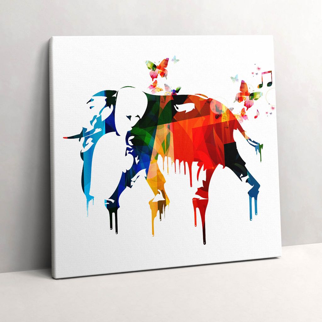 Colorful painted elephant – Leinwandbild Wandbild – 60x60 cm – Leinwandbilder – Wandbilder – Schlafzimmer – Flur