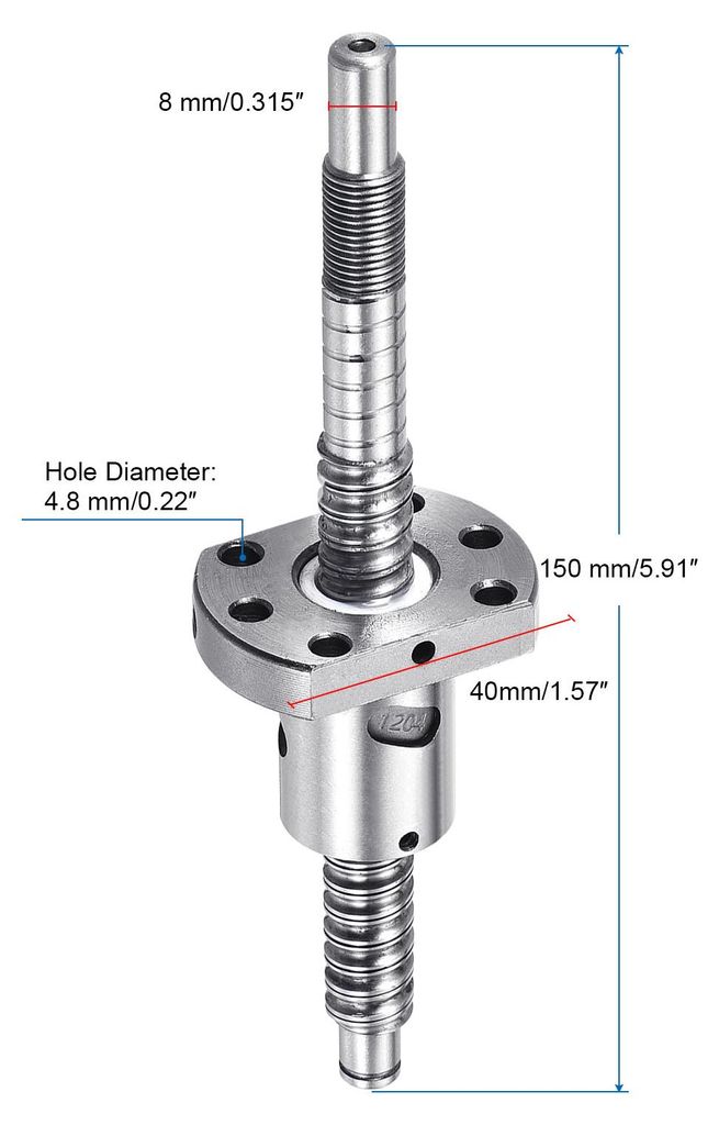 BallScrew SFU1204 (Durchmesser 12mm, Steigung 4mm, L?nge 150mm) mit Kugelgewindemutter Anti-Backlash Kugelgewindespindel-Kit Standard-Endbearbeitun...