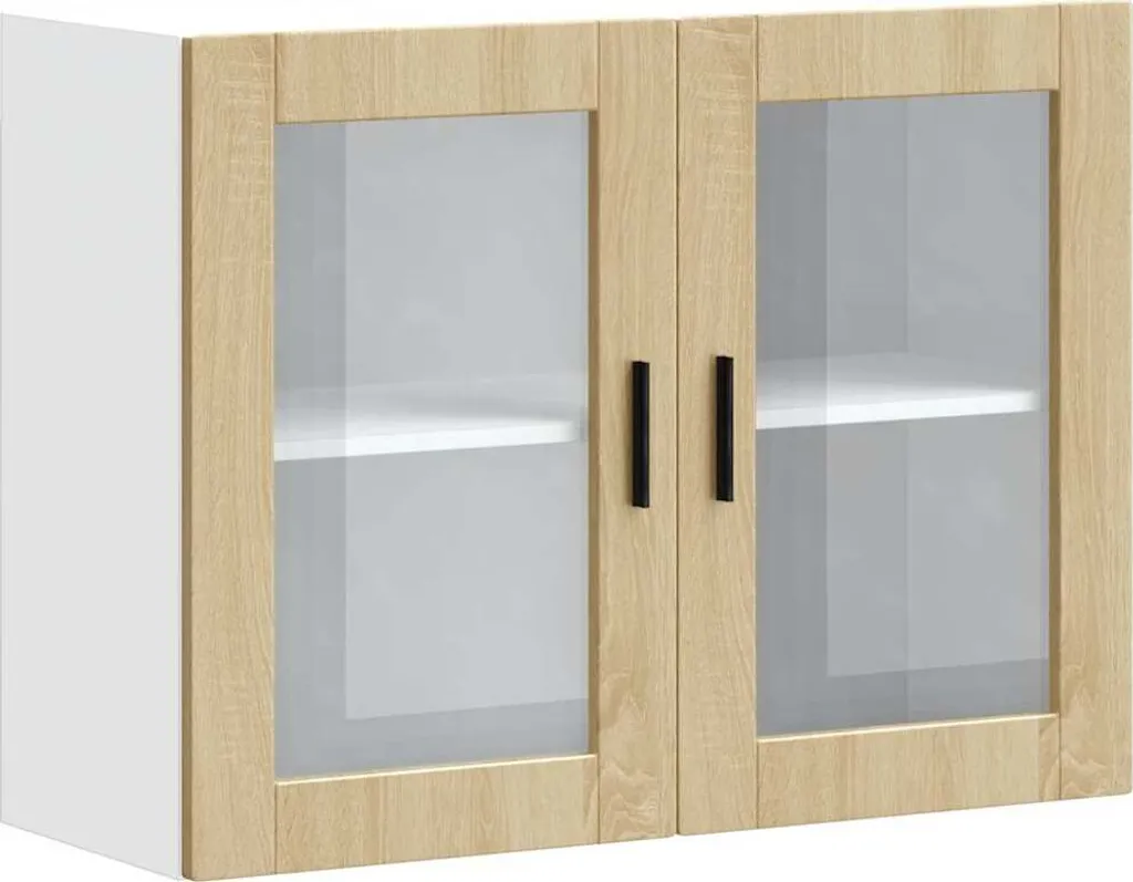 Pensile Cucina 80x31x60 Rovere Sonoma e Vetro | Serie Porto