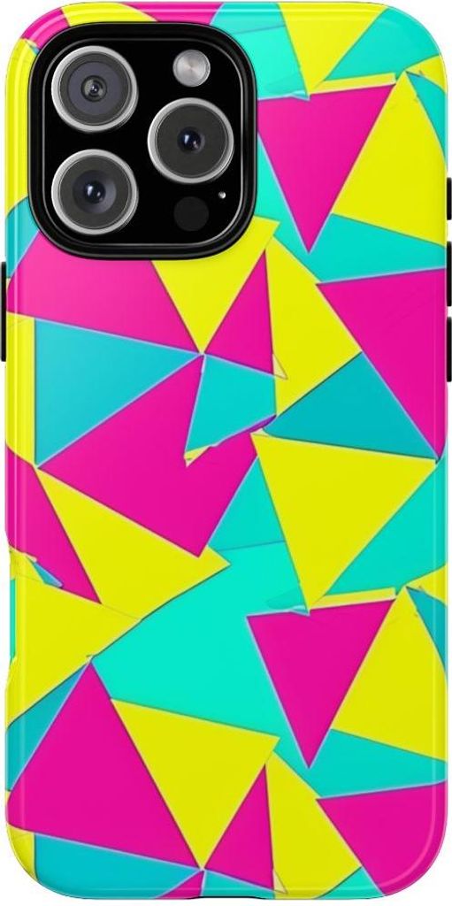 Leuchtende Dreiecke im Neon-Look – Hülle Kompatibel mit iPhone 16 Pro Max