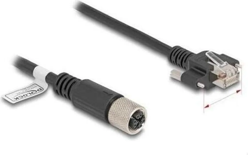 Cavo M12 Delock con codice D da 4 pin femmina a RJ45 maschio con viti Cat.5e FTP 1 m (80443)