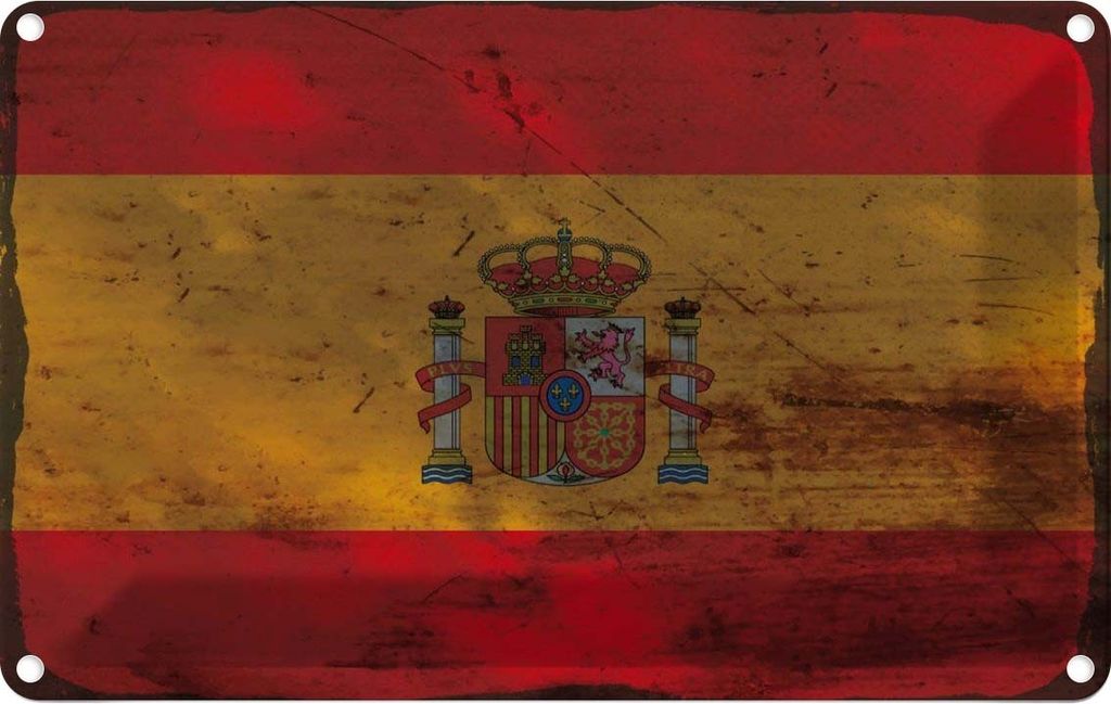 vianmo Blechschild 20x30 cm Spanien Spain Rost Flagge Fahne Wappen