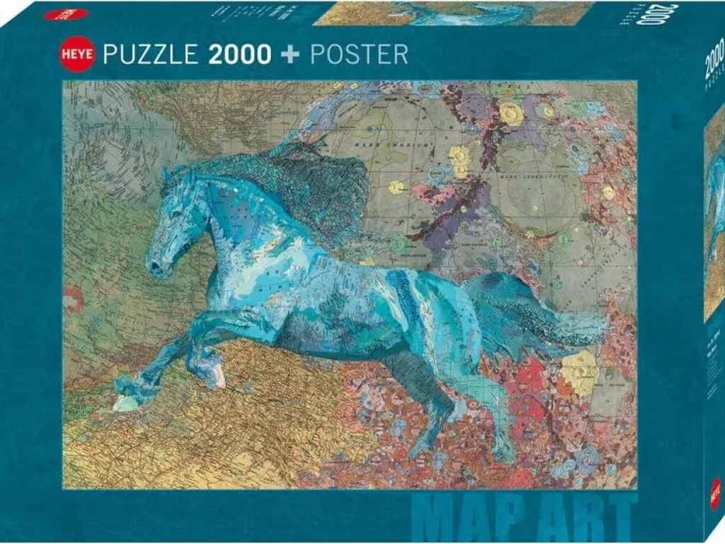 Puzzle 2000 Pièces HEYE Map Art Cheval - Cadeau Idéal pour Cavalier