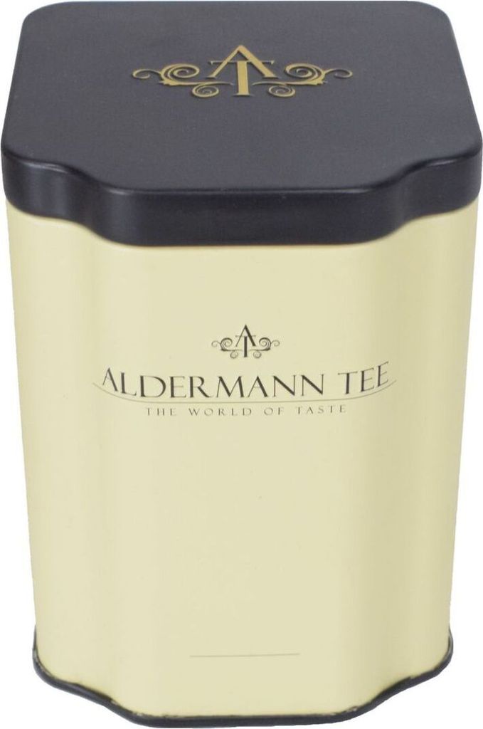 "Aldermann Tee" Teedose, schwarzer Deckel, 8x8x11 cm Gewürze