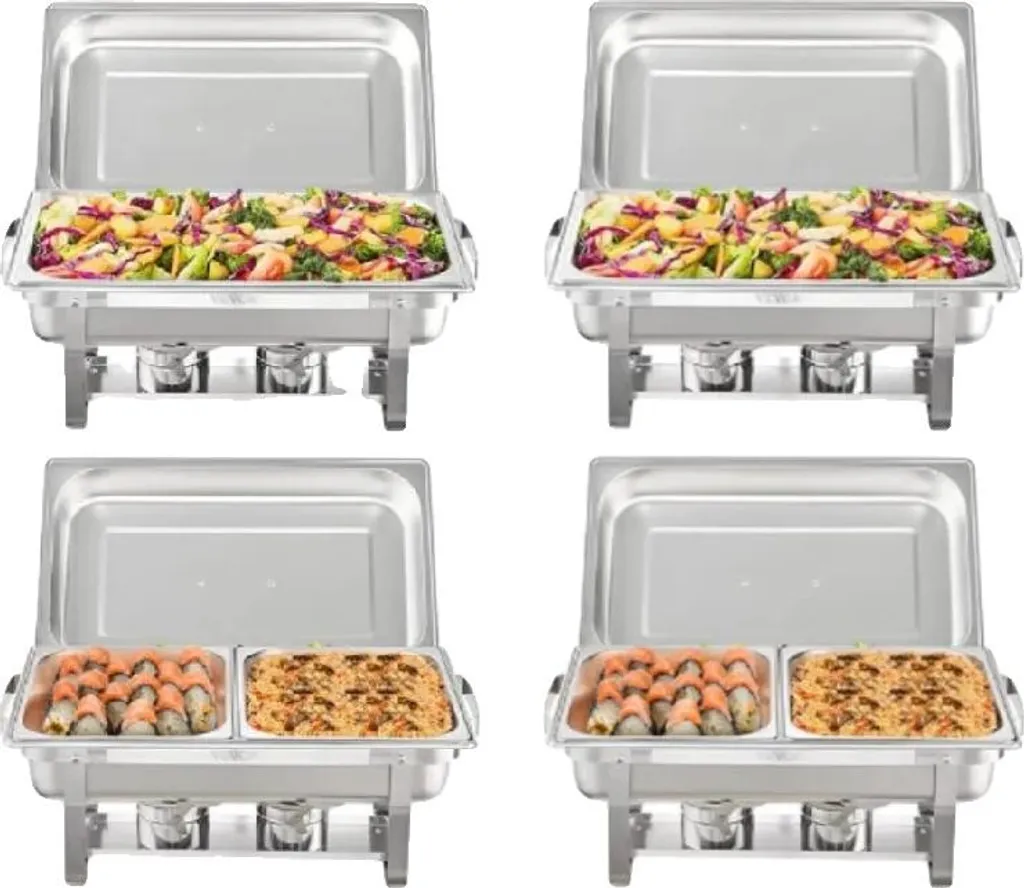 Maintien au Chaud Buffet - Lot 4 Chafing Dish 8QT Inox Anti-Dessèchement