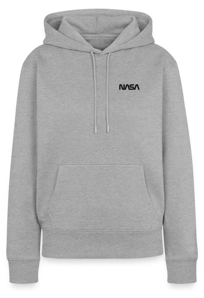 Spreadshirt NASA Logo Klein Schwarz Stick Damen Premium Hoodie, XL, Grau meliert