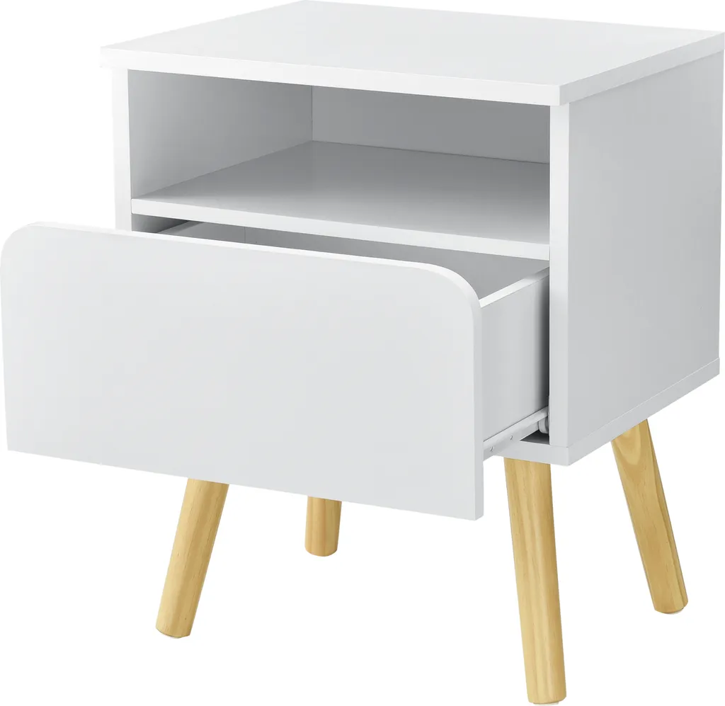 Table de nuit avec tiroir pour chambre ou salon en pin bicolore 50cm