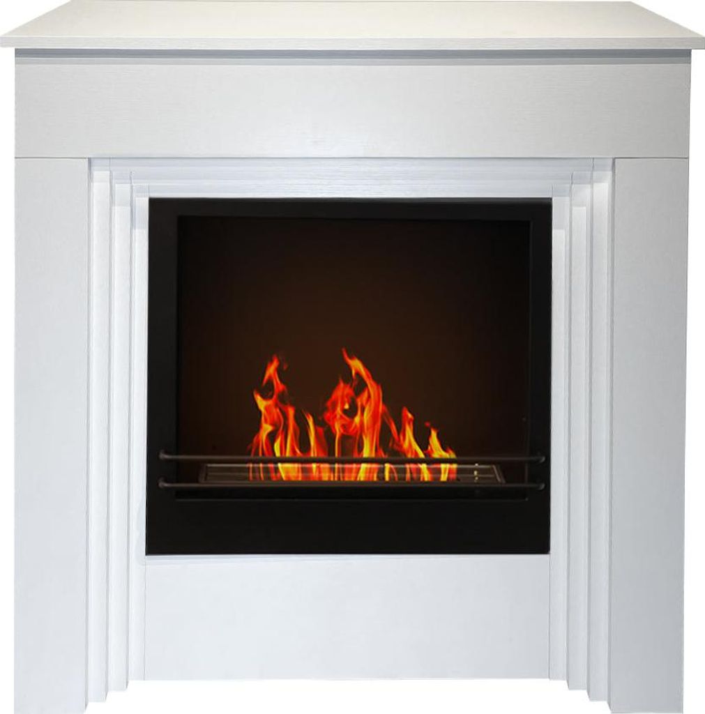 BELLINI Standkamin mit Bioethanol-Technologie in Weißholz, hergestellt in Italien, L 96 x T 35 x H 96