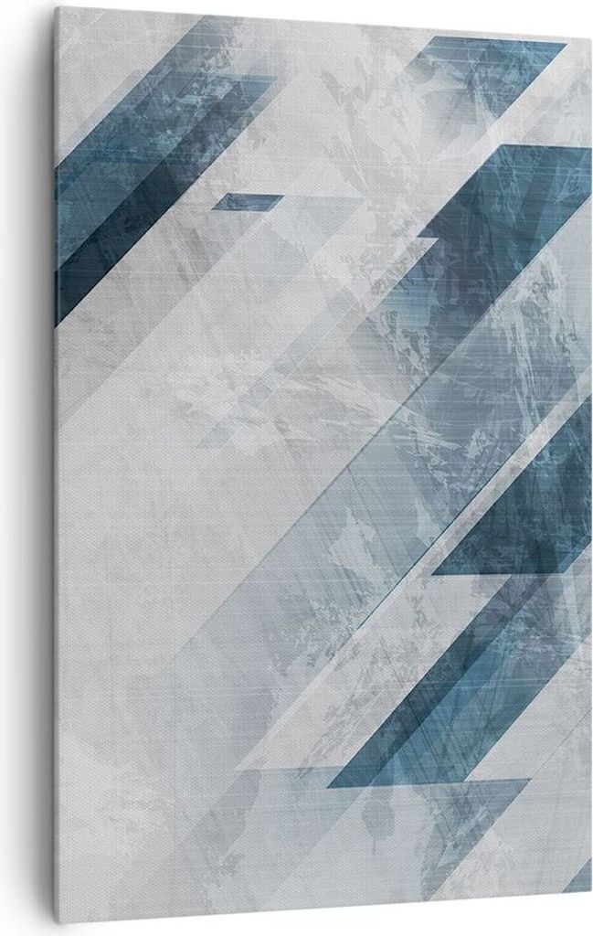 Bild auf Leinwand - Leinwandbild - Einteilig - Blau Weiß Figuren - 80x120cm - Wand Bild - Wanddeko - Wandbilder - Leinwanddruck - Wanddekoration -...