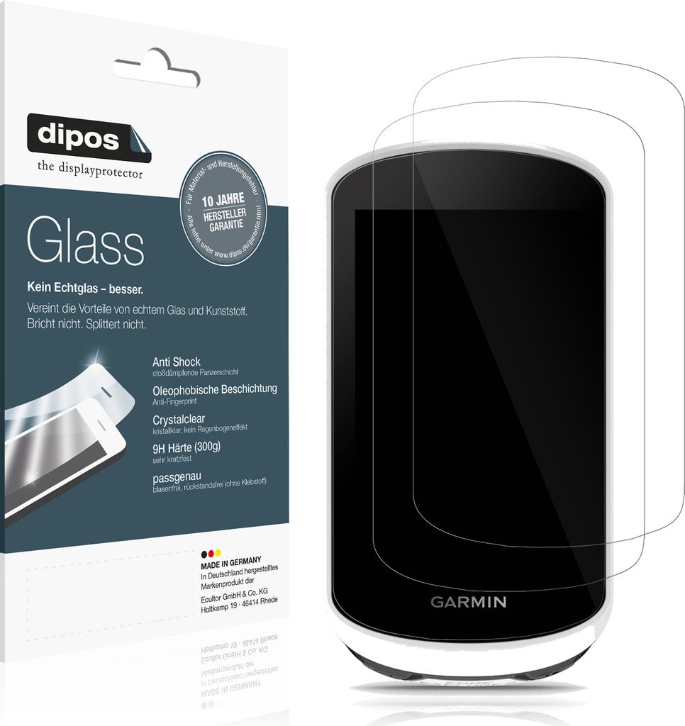 2x Schutzfolie für Garmin Edge Explote 2 - Anti-Shock 9H Folie dipos Glass Kunststoffglas