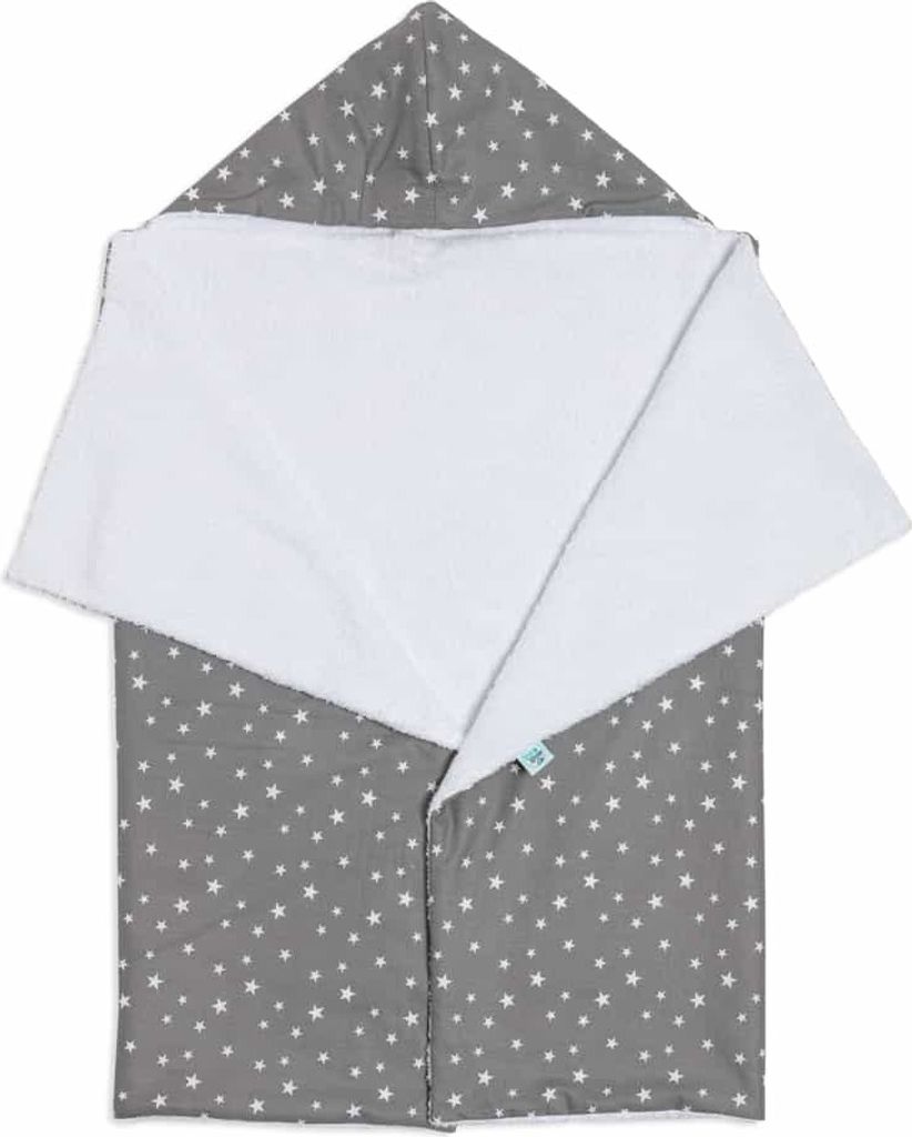 pic Bear Baby-Bade-Kapuzenhandtuch Babyhandtuch aus Baumwolle 70x110cm Motiv: Sterne grau-weiß