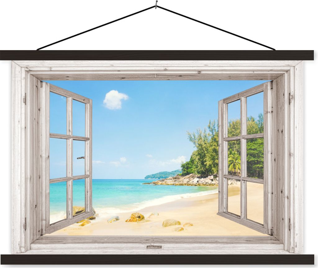 MuchoWow Textilposter Aussicht - Strand - Sand 120x80 cm mit schwarzem Rahmen - Wanddeko