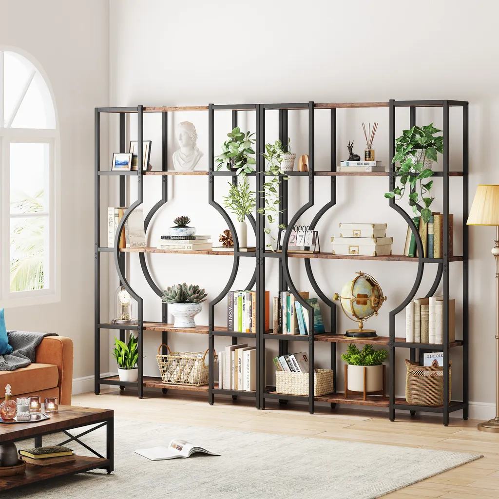 Bibliothèque Stable 12 Étagères : Solution Rangement Gain de Place Bois
