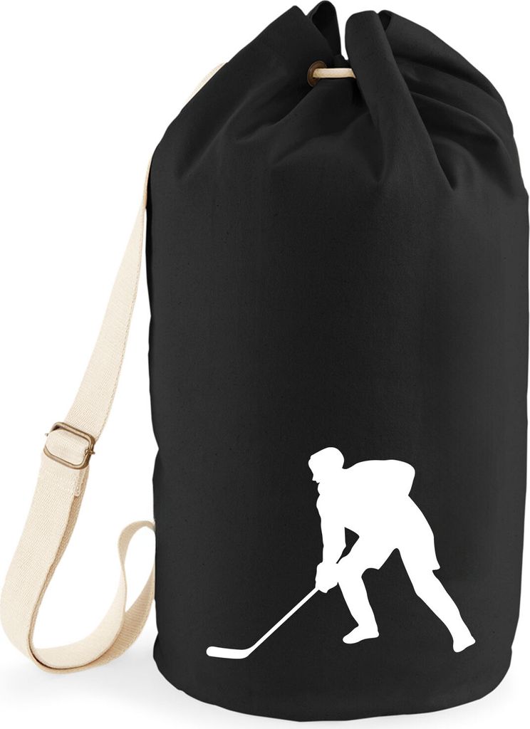 Huuraa Seesack Eishockey Silhouette 20 Liter Black Baumwolle Rucksack Geschenkidee