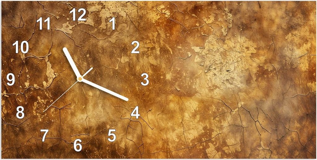 Wanduhr aus Glas mit Motiv Verwitterter Putz- 60 x 30 cm - inkl. Aufhängesystem