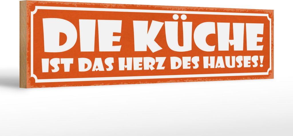 Holzschild Küche ist das Herz des Hauses, 46 x 10 cm, Holzschilder Spruch Küche