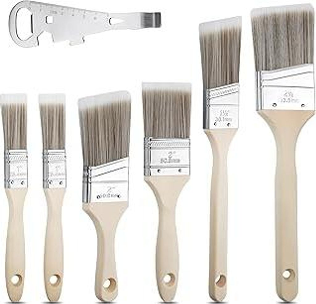 7 Stück Malerpinsel Set Lasurpinsel Lackpinsel 25mm 38mm 50mm 64mm Pinselset Malerbedarf Lackierpinsel für Lacke Profi Pinsel Klarlack Holz Strei...