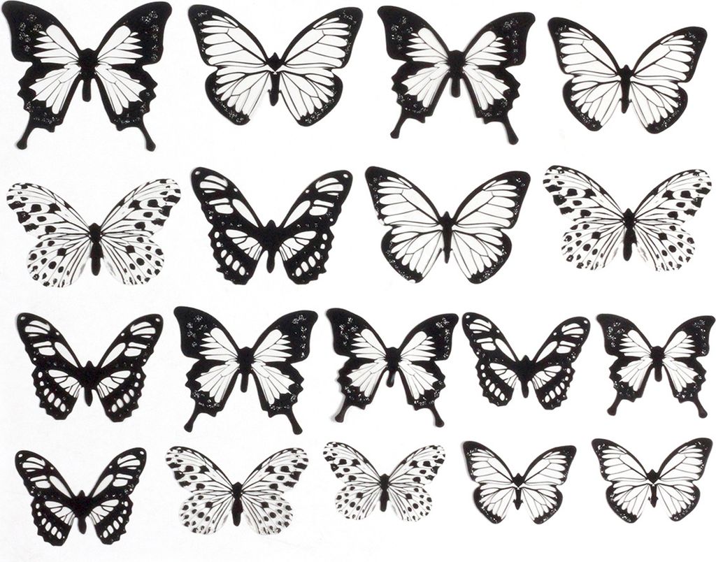18-teiliges Wandaufkleber-Set, transparent, realistisch, dreidimensionaler, selbstklebender Glanzeffekt, dekorative Metallstruktur, 3D-Schmetterlin...