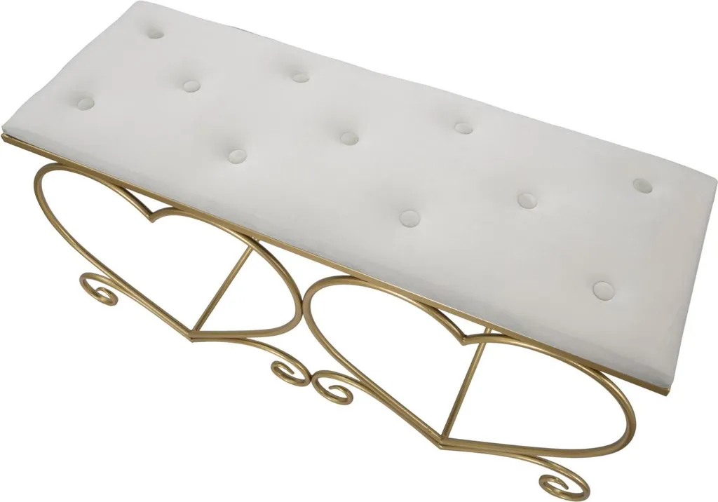 Banc de bout de lit Blanc et Or Panca 105 cm en Métal et MDF Design