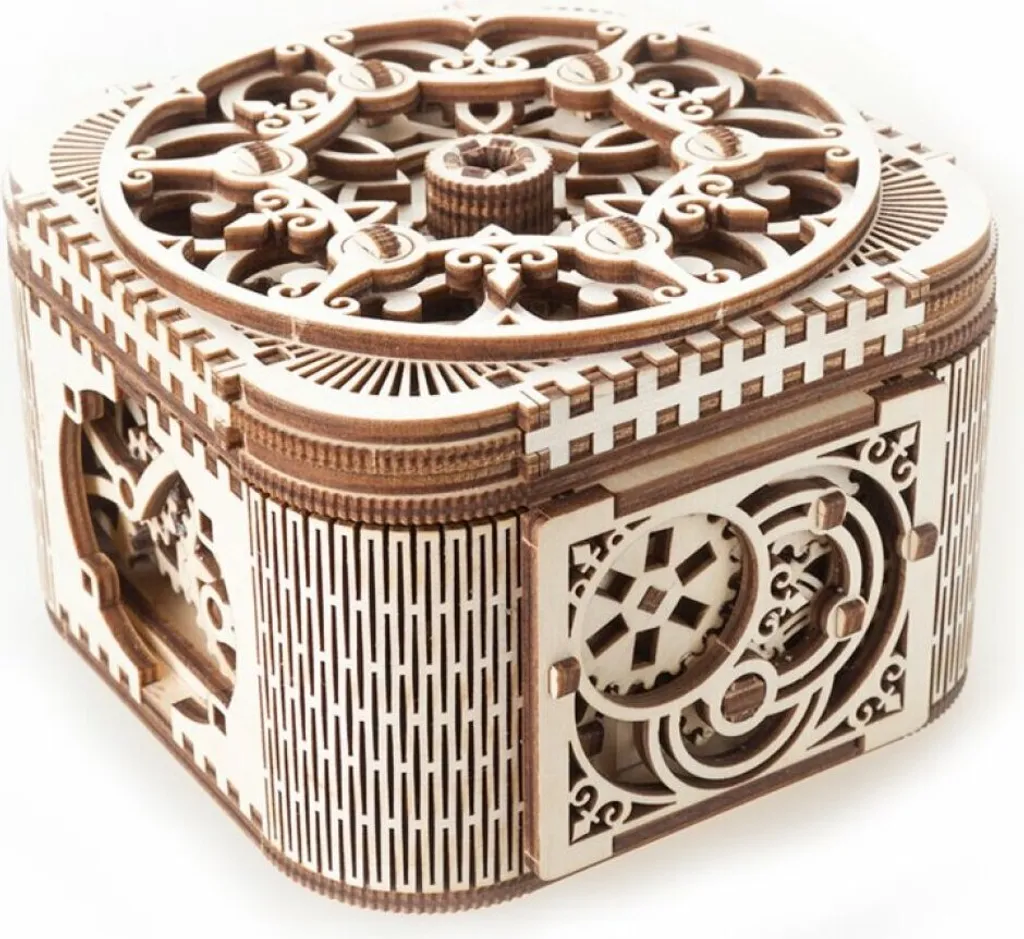 Coffre au Trésor Puzzle 3D en Bois avec Serrure à Code Mécanique - 25