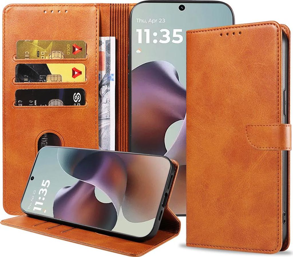Geeignet für Motorola Moto G56 Handytasche Kunstleder mit magnetischer Lippe und Kartenhalter Buchhülle mit Klappe - Wallet Case mit Kartenfach -...