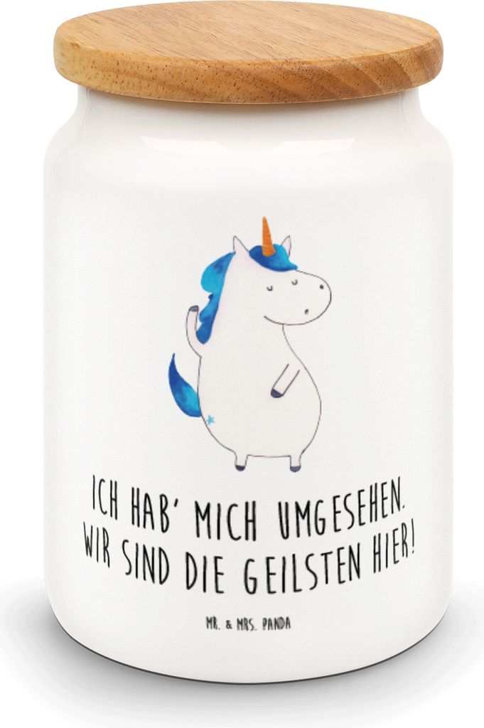 Mr. & Mrs. Panda Vorratsdose Einhorn Mann - Weiß - Geschenk, behälter, Familie, Party, Freundin, zuckerdose, Kaffeedose, Teedose, Einhörner, Dos...
