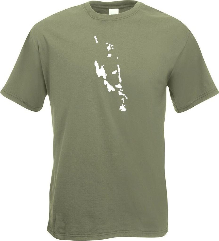Kiwistar - T-Shirt - Olive - Vanuatu Umriss Kontur Herren Funshirt Bedruckt Design Sprüche Spruch Motive - mit Motiv Bedruckt - Funshirt Design - ...