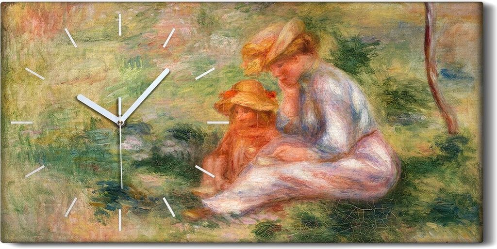 Küche Wohnzimmer Wand Leinwand Uhr 60x30 Malerei Frauen Kinder Wiese Kunst - weiße Hände