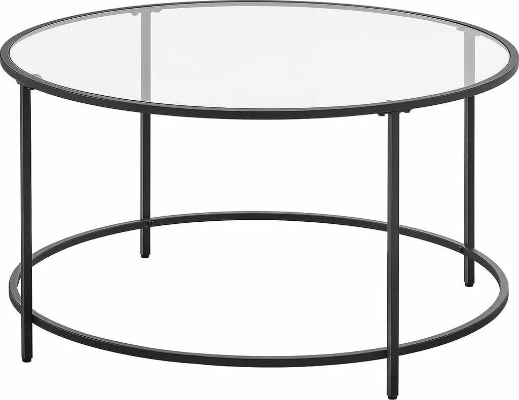 Table Basse en Verre Trempé Noir et Structure Acier - Modèle LGT021B01