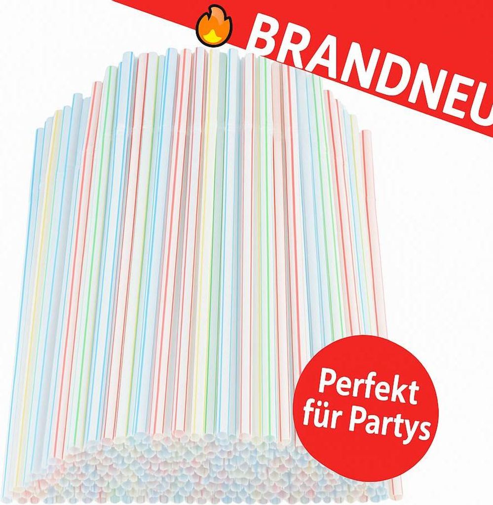 Bunte Plastik Strohhalme 100 Stück Set – für Party Hochzeit Bar Geburtstag Trinken