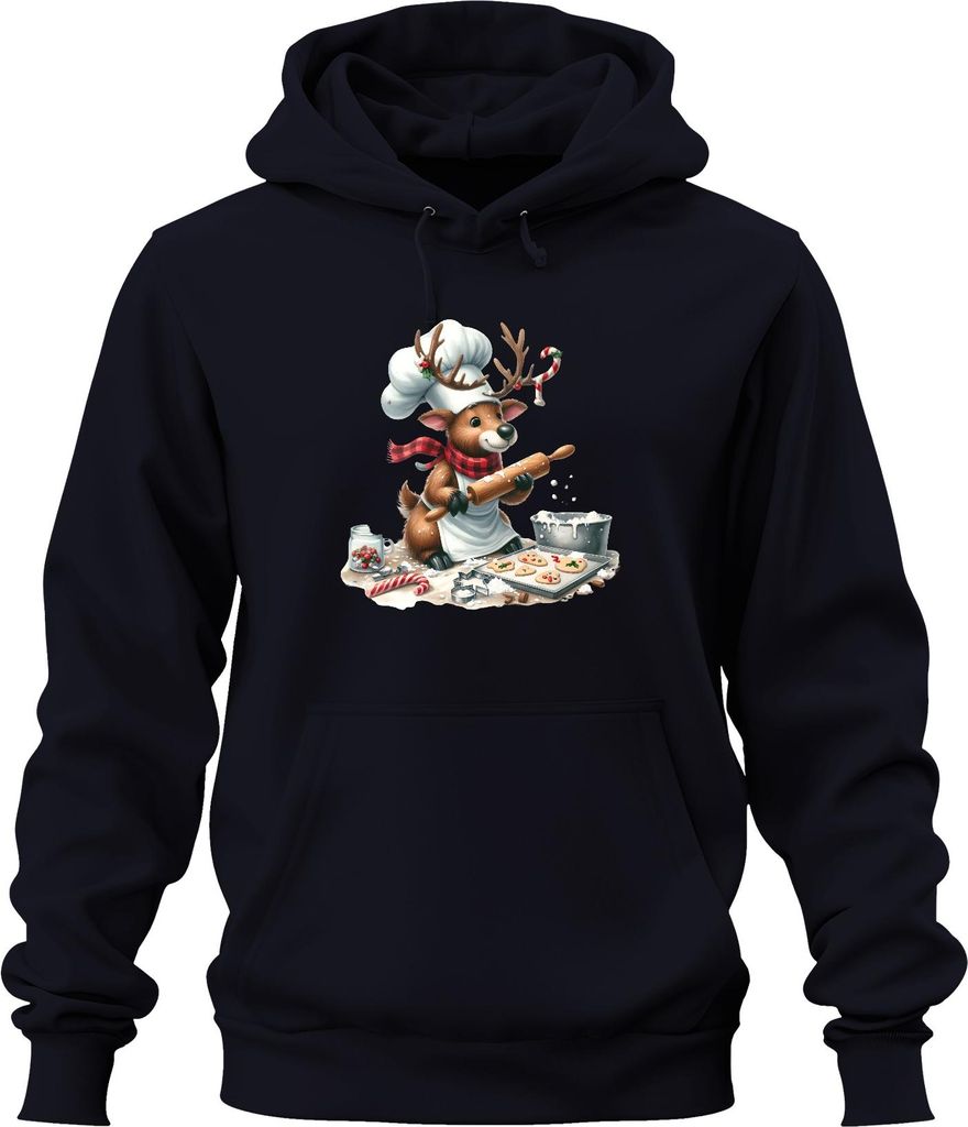 Weihnachtsrentier Kekse Bäcker Backen Kinder Geschenk Winter Uni Hoodie Kapuzenpullover, Navy, M