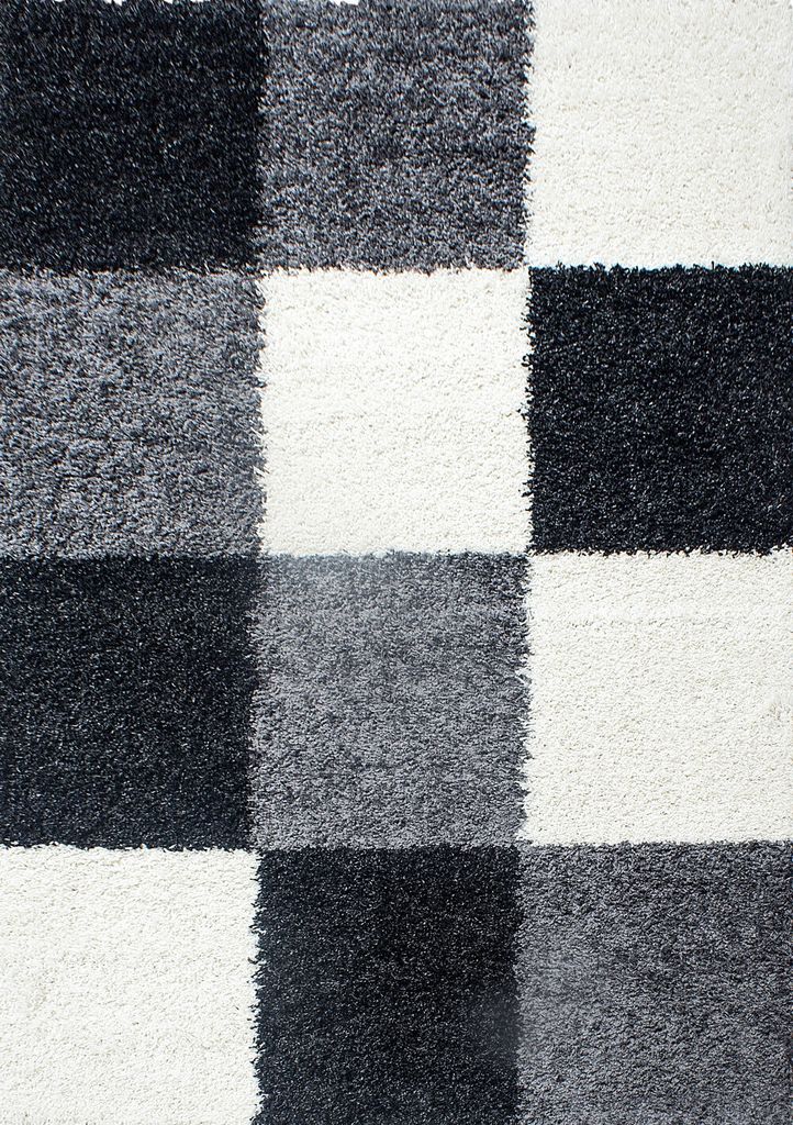 Hochflor Teppich Lux Läufer, Farbe: Schwarz, Größe:60x110 cm