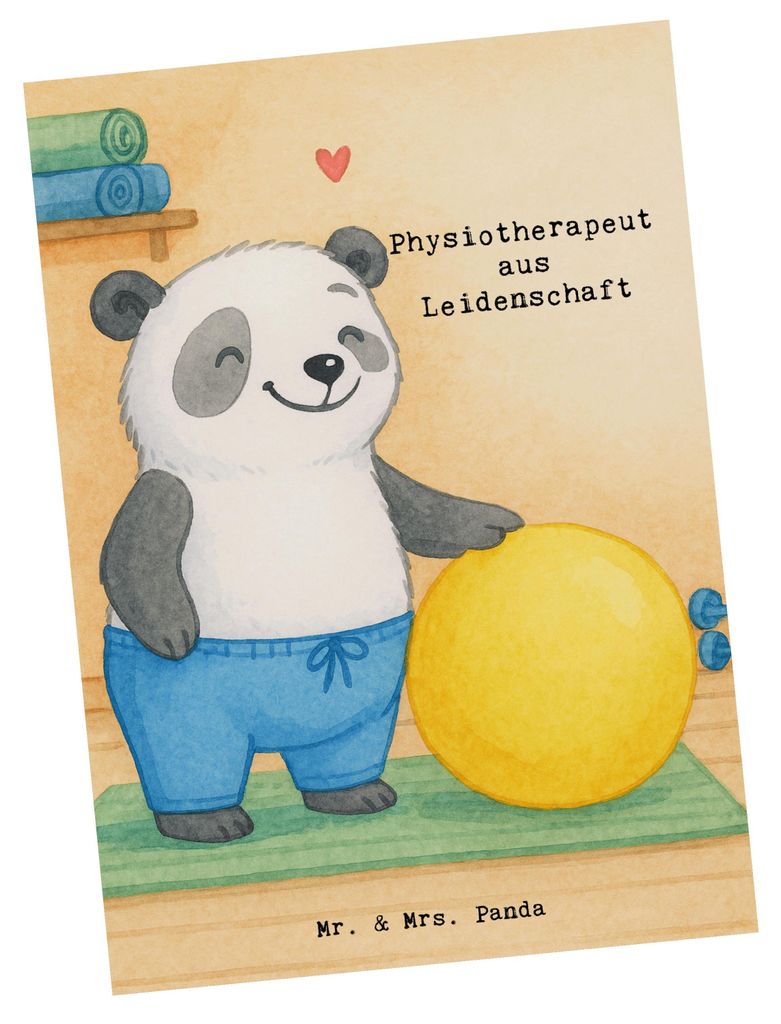 Mr. & Mrs. Panda Postkarte Physiotherapeut Leidenschaft Design - Weiß - Geschenk, Grußkarte, bildkarte, Fotokarte, Ansichtskarten, Postkarten
