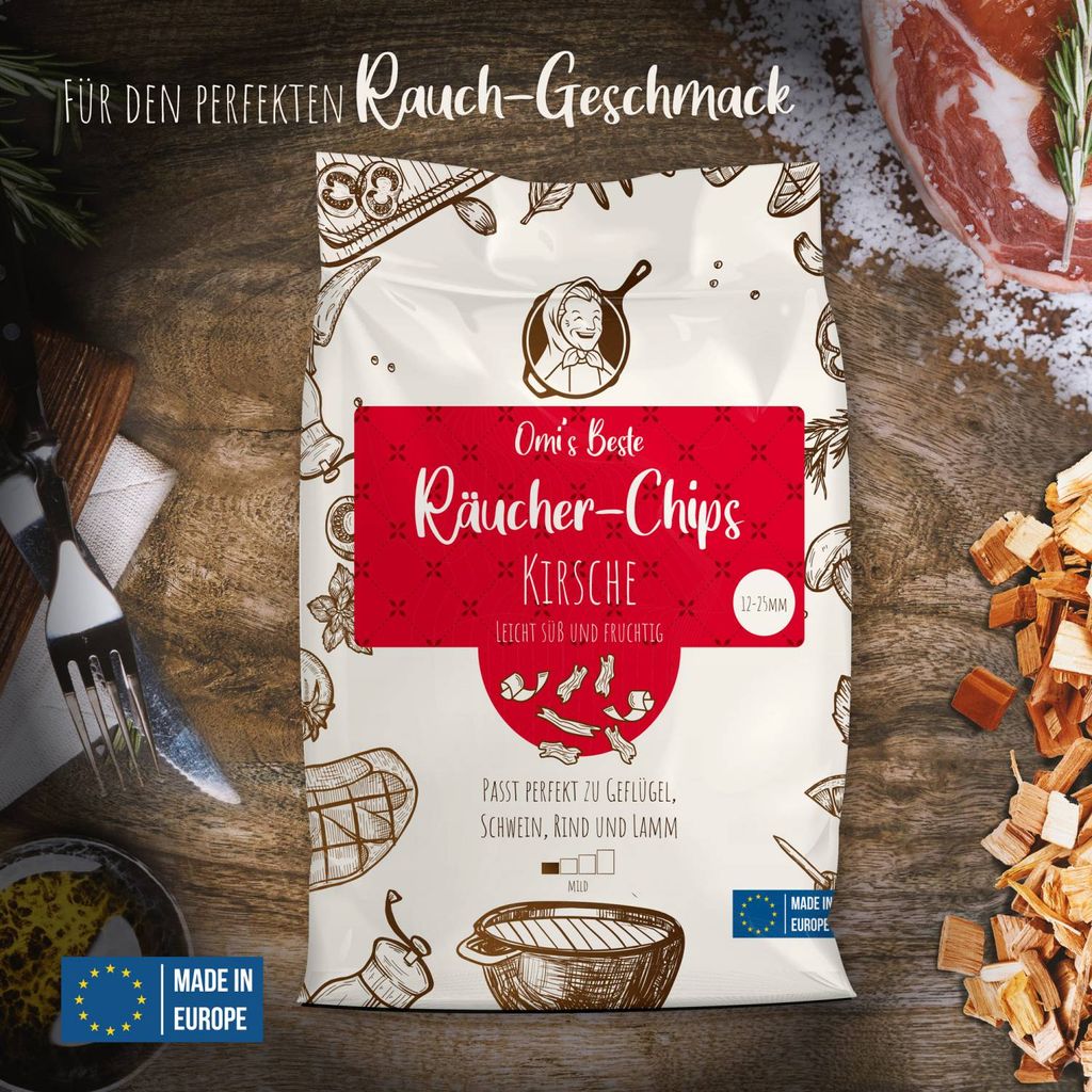 Räucherholz Räucherchips BBQ Smoker Chips "Kirsche" 1000g Wood Chips 