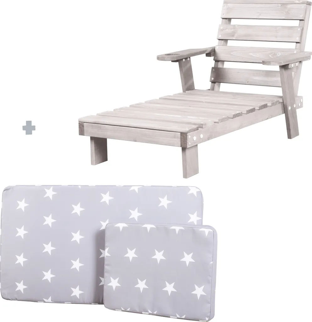 Bain de Soleil Enfant roba Gris - Transat de Jardin avec Coussin Étoiles