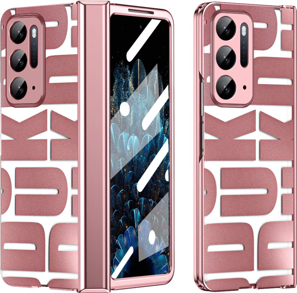 Hülle für Oppo Find N Hülle mit Displayschutz und Scharnierschutz, Galvanisierter Klar Schutzhülle Roségold